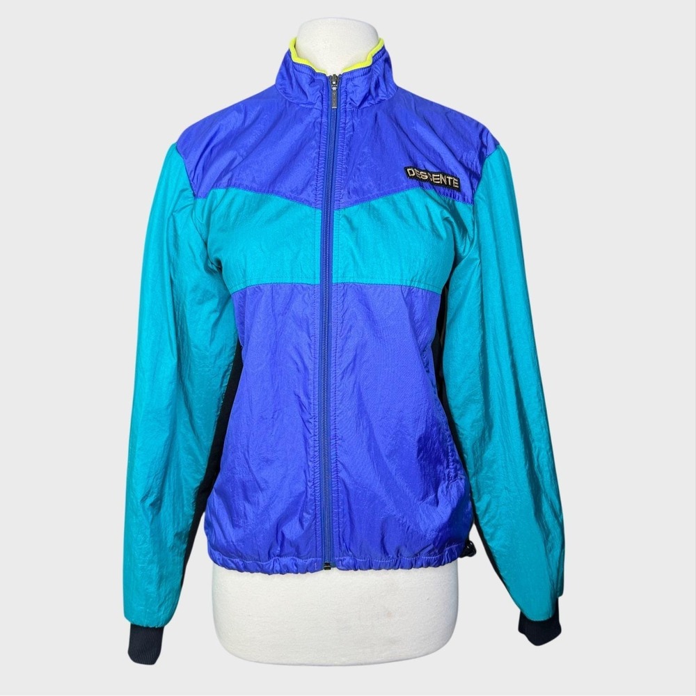 Descente Vintage Track Jacket Full Zip Windbreaker Color Block Mens XS Retro